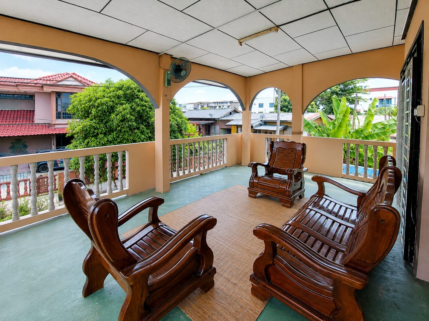 The open-air balcony at Anggerik Homestay in Kota Bharu